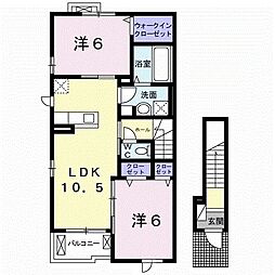 プロムナードD 2LDKの間取図画像