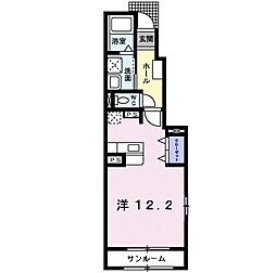 ヒルズキザキD ワンルームの間取図画像