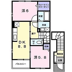 ファミールハウス4 2DKの間取図画像