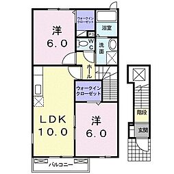 サミットヴィラB 2LDKの間取図画像