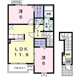 パーク・プレッソA 2LDKの間取図画像