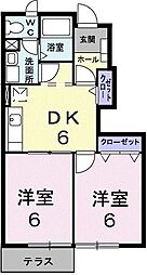 オレンジハウス1 2DKの間取図画像