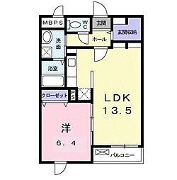 レジデンス斑鳩 2階1LDKの間取り