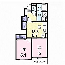 セレーノスパッツィオ2A 2DKの間取図画像