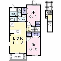 マーヴェラスB 2LDKの間取図画像
