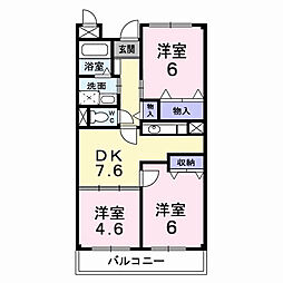 エスポワール吉田 3DKの間取図画像