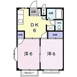 シティハイツ大神 2DKの間取図画像