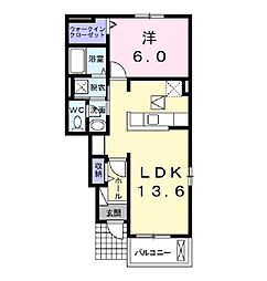 プリムローズ 1LDKの間取図画像