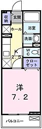 レジデンスＮＮ 2階1Kの間取り