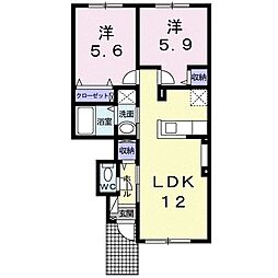 プレシャスマーナー1 2LDKの間取図画像