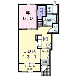 フロン・ド・ラ・メル 1LDKの間取図画像
