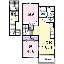 アヴニール遠賀C 2LDKの間取図画像