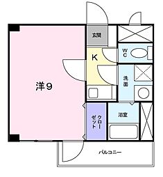 クレールS 1Kの間取図画像