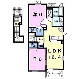 ハイ　ルーメス 2階2LDKの間取り