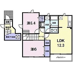 サンリットＮＩＩＮＯＭＩ 2階2LDKの間取り