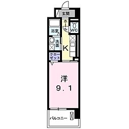 eZest大塔 1Kの間取図画像