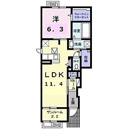 リヨン　鯖江　02 1階1LDKの間取り