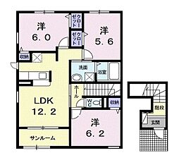 フォルティアＡ 2階3LDKの間取り