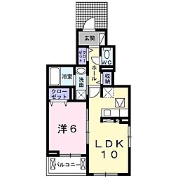 イル　マーレ 1階1LDKの間取り