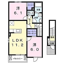 ヴァンヴェール吉野2 2LDKの間取図画像