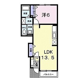 グランツ・モーデII 1階1LDKの間取り