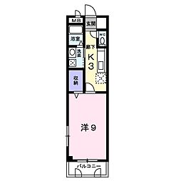 フレッシュリー・松原 1Kの間取図画像