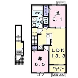 ファルファーラ　I 2階2LDKの間取り