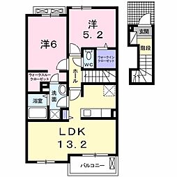 シエラメール 2LDKの間取図画像