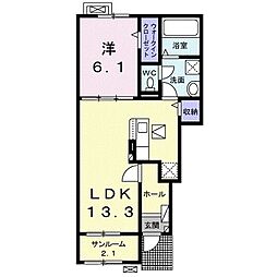 ラ・フォンターナ 1階1LDKの間取り