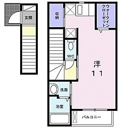 メゾン・ソレイユ 2階ワンルームの間取り