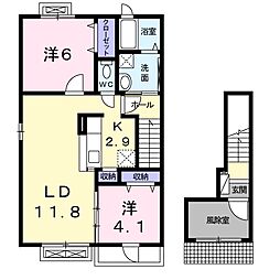 グランドティアラ 2LDKの間取図画像