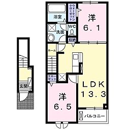 ネクストユウB 2LDKの間取図画像