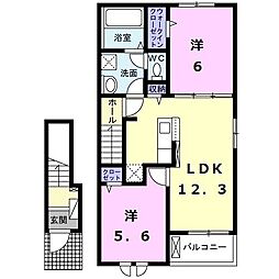 ろはす 2階2LDKの間取り