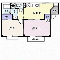 サニーセトル鎌田 2DKの間取図画像