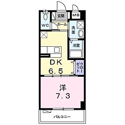 Hanaティアラy・m 1DKの間取図画像
