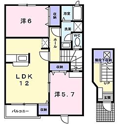 セントラル・ケイＡ棟 2階2LDKの間取り