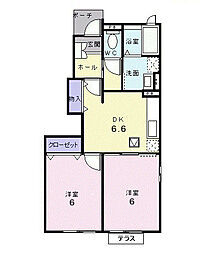 シュロス・ゾンネ 2DKの間取図画像