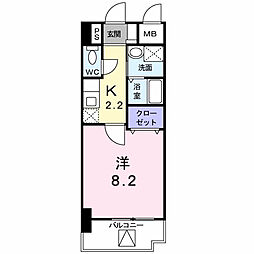 アイ・フィオーレ東原 1Kの間取図画像
