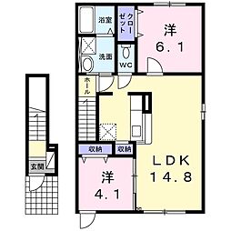 コミュニティー沼ノ端1 2LDKの間取図画像