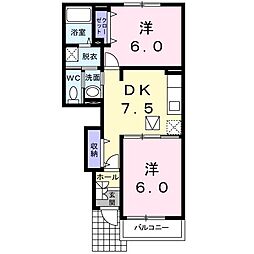 モンテ・グリシーヌ 2DKの間取図画像