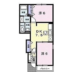 フルール光吉 2DKの間取図画像