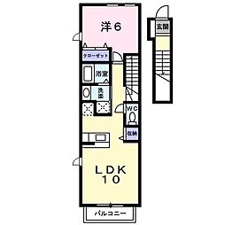 メゾンドフランA 1LDKの間取図画像