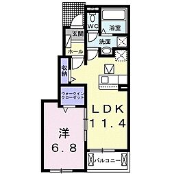 豊橋鉄道渥美線 神戸駅 徒歩11分の賃貸アパート 1階1LDKの間取り