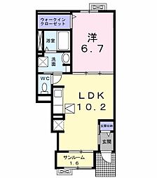 シャン・ド・フルールM2 1LDKの間取図画像
