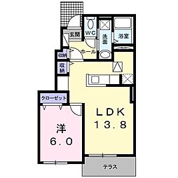 メゾン感田C 1LDKの間取図画像