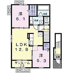 明和ハウス　沙来館 2階2LDKの間取り