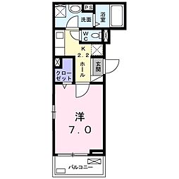メゾン・ド・アベニール2 1Kの間取図画像