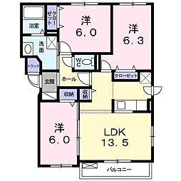 ベルソーレ山鼻 3LDKの間取図画像