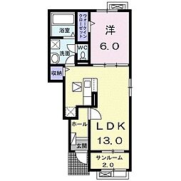 アンカーC 1LDKの間取図画像