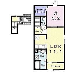 アルフォート 2階1LDKの間取り